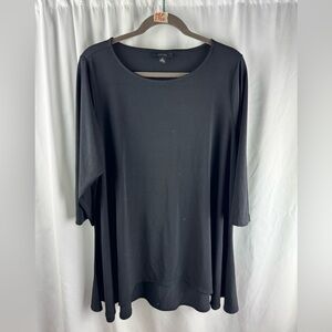 Alfani Solid Black Oversized 3/4 Sleeve Tunic Top Plus